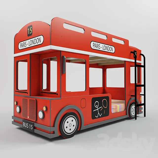 Bunk bed London Bus 3D Model Bunk bed London Bus 3D Model