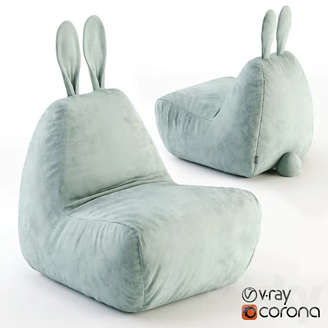 Bunny Chair Velvet Mint 3D Model Bunny Chair Velvet Mint 3D Model