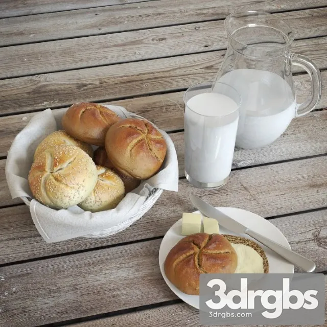 Buns and Milk 3D Model Download