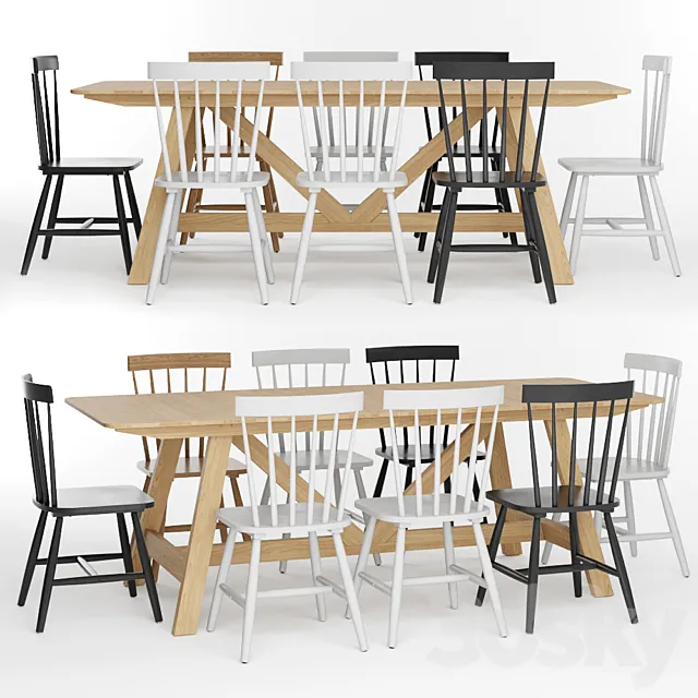 Buondi table and JIMI chairs 3D Model