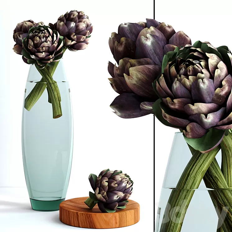 Burgundy Artichokes 3D Model