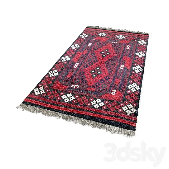 Burgundy kilim with rhombus 3D Model Burgundy kilim with rhombus 3D Model