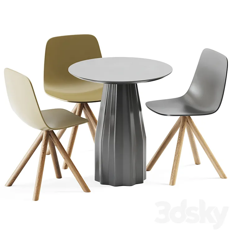 Burin Table D70 and Maarten Plastic Chair by Viccarbe 3D Model Free Download