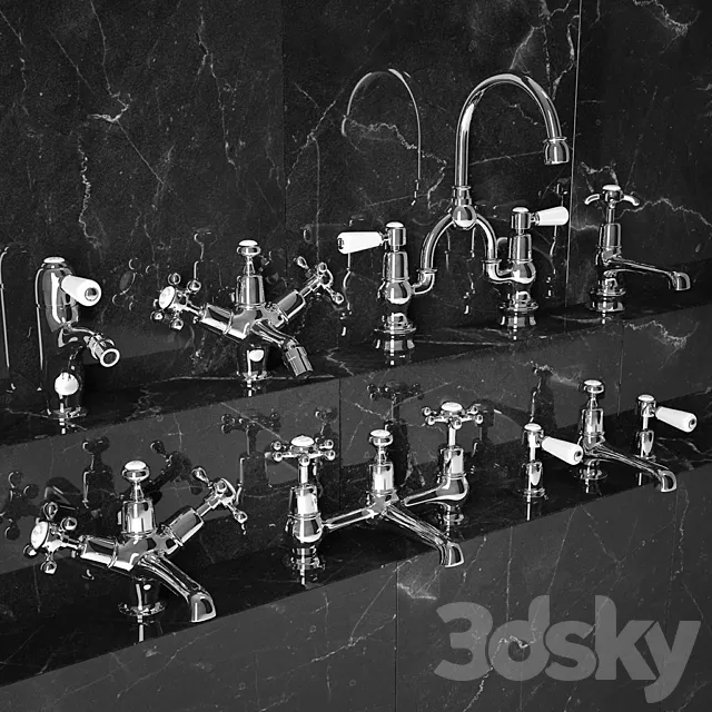 Burlington Basin & Bidet Taps with Four Types of Handles 3DModel