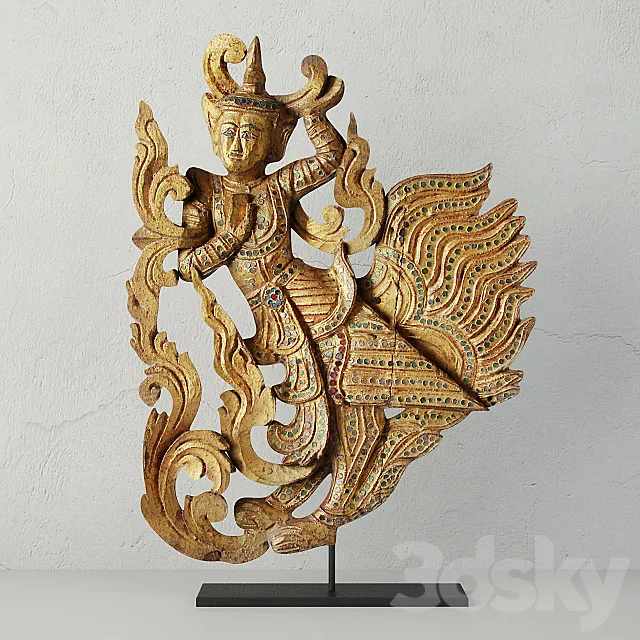 Burmese Carved Angel Fragment 3D Model Burmese Carved Angel Fragment 3D Model