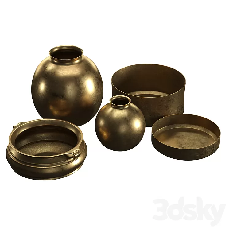 BURNISHED BRASS VASES (RH) 3D Model Free Download