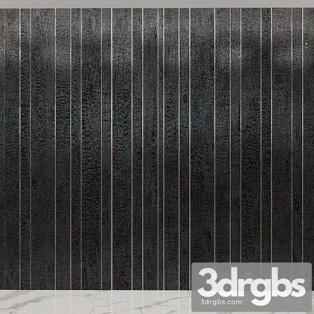 Burnt wood planks wall 3D Model Download