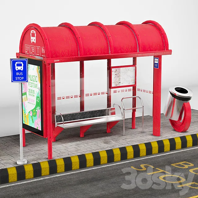 BUS STOP 01 3D Model BUS STOP 01 3D Model