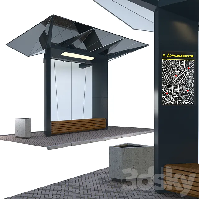 Bus stop 02 3D Model Bus stop 02 3D Model