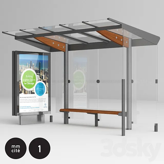 bus stop shelter mmcité regio REG210b 3D Model bus stop shelter mmcité regio REG210b 3D Model