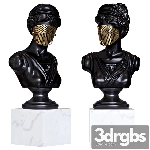 Bust woman in mask figurine 3D Model Download