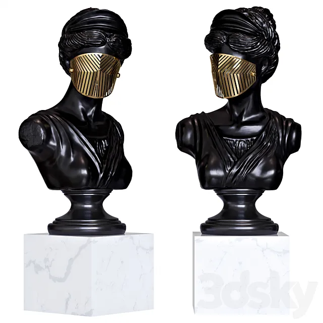 Bust Woman in Mask Figurine 3DModel Bust Woman in Mask Figurine 3DModel