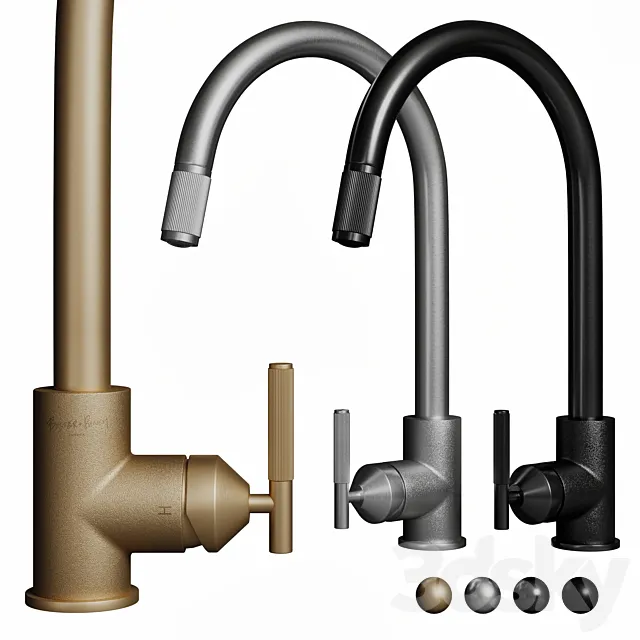 Buster & Punch Kitchen Tap Linear with spray 3D Model
