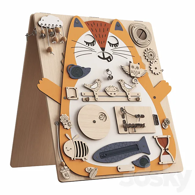 Busy board “Cat” educational board for children 3D Model Busy board “Cat” educational board for children 3D Model