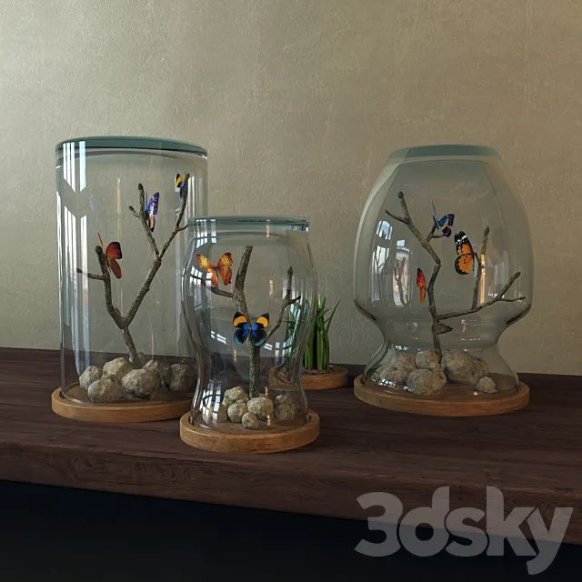 Butterflies in banks 3D Model Butterflies in banks 3D Model