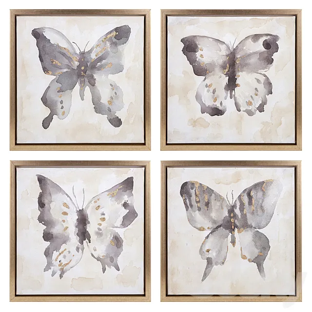 Butterfly 4 Piece 3D Model Butterfly 4 Piece 3D Model