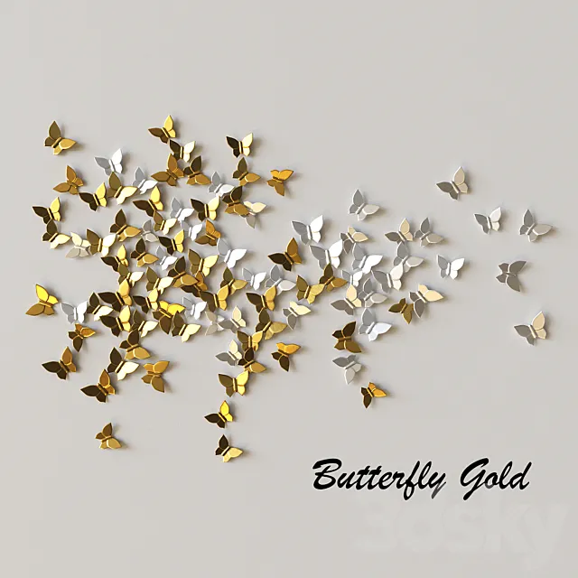 Butterfly gold 3D Model Butterfly gold 3D Model