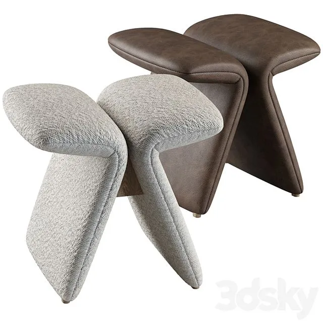 Butterfly stool leather and boucle 3D Model Butterfly stool leather and boucle 3D Model
