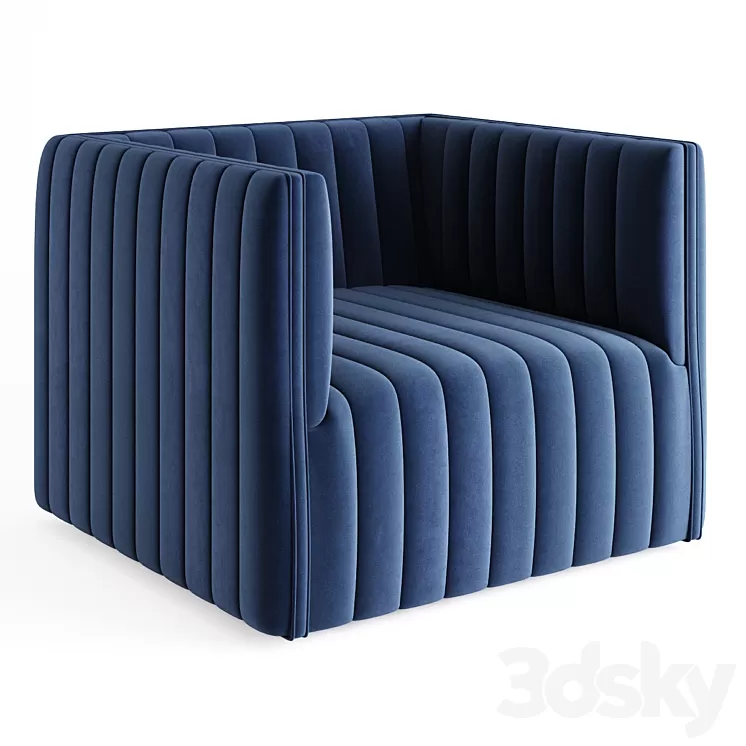 Buxton Channel Tufted Swivel Chair 3D Model
