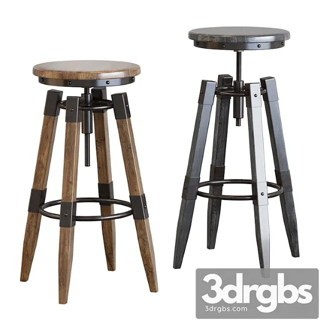 By-lyj bar stool industrial vintage metal 2 3D Model Download