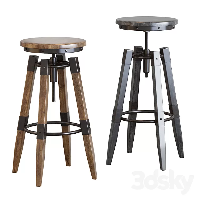 BY-lYJ Bar Stool Industrial Vintage Metal 3D Model BY-lYJ Bar Stool Industrial Vintage Metal 3D Model