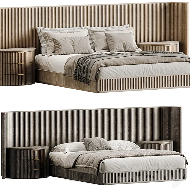 byron extended panel bed with closet nightstands 3D Model byron extended panel bed with closet nightstands 3D Model