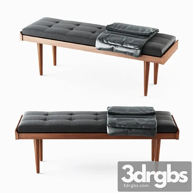 C & b tate slatted bench with cushion 2 3D Model Download