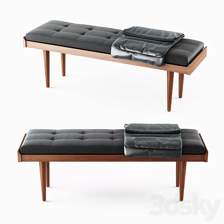 C & B Tate Slatted Bench with Cushion 3D Model C & B Tate Slatted Bench with Cushion 3D Model