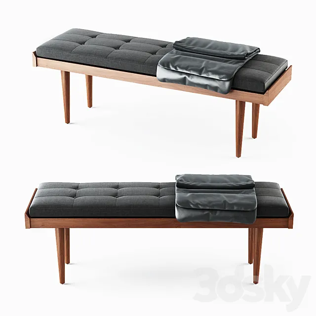 C & B Tate Slatted Bench with Cushion 3DModel C & B Tate Slatted Bench with Cushion 3DModel