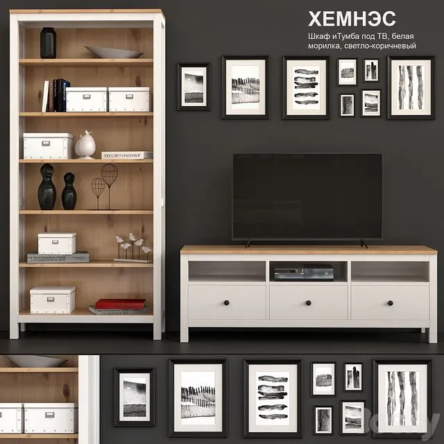 Cabinet cabinet TV IKEA HEMNES 3D Model Cabinet cabinet TV IKEA HEMNES 3D Model