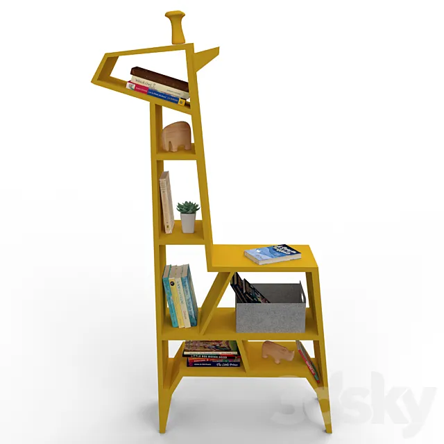 Cabinet for books and toys “Giraffe” 3D Model