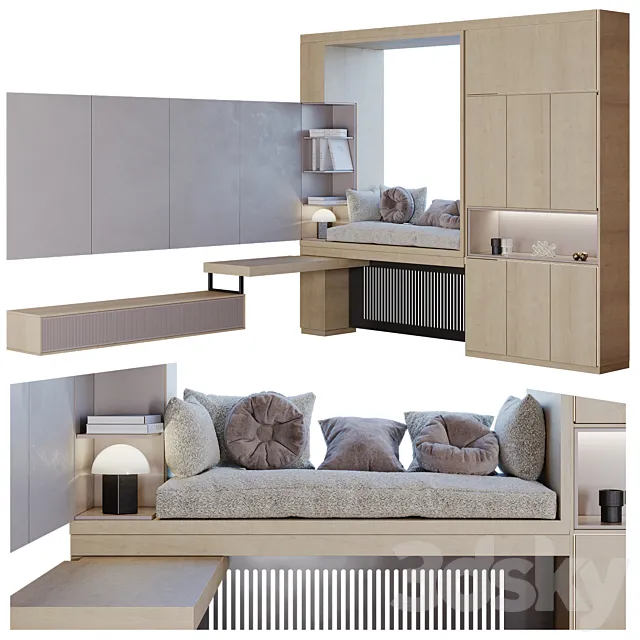 Cabinet furniture for the window and TV area 3D Model Cabinet furniture for the window and TV area 3D Model