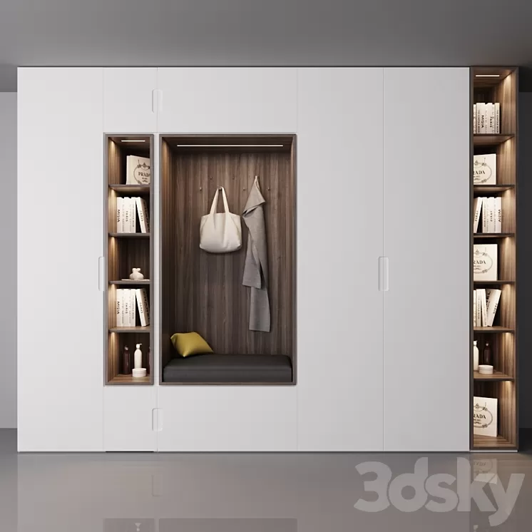 Cabinet in the hall with shelves 3D Model