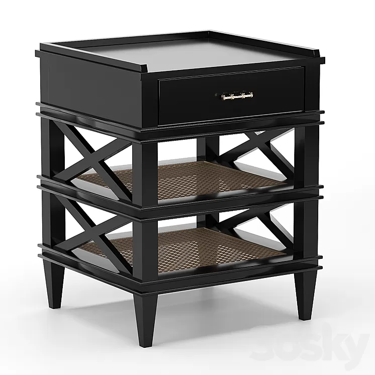 Cabinet Jacqueline Wicker Shelves 3D Model Cabinet Jacqueline Wicker Shelves 3D Model