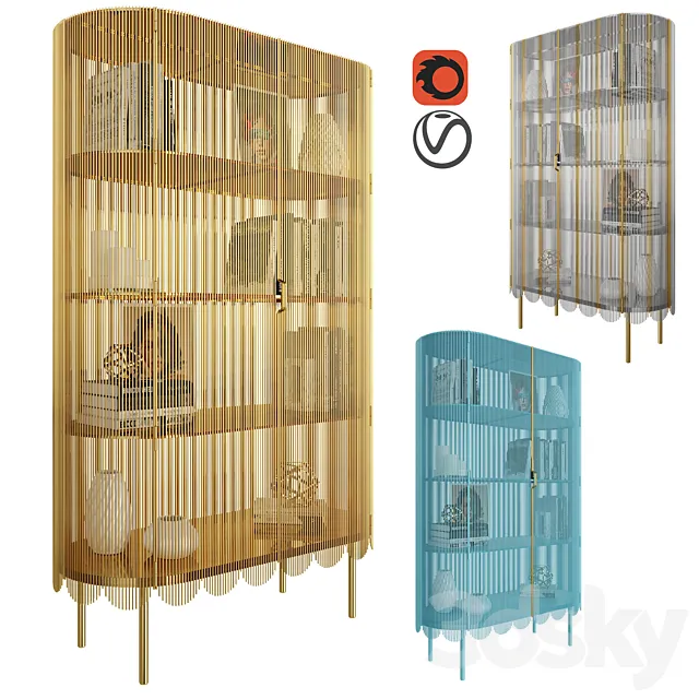 Cabinet Strings Gold _ Blue _ Silver Gold by Scarlet Splendour 3D Model