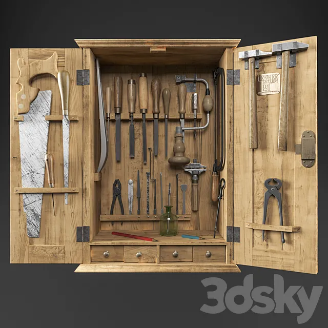 Cabinet with carpenter tools _ Cabinet with carpenter tools 3D Model Cabinet with carpenter tools _ Cabinet with carpenter tools 3D Model