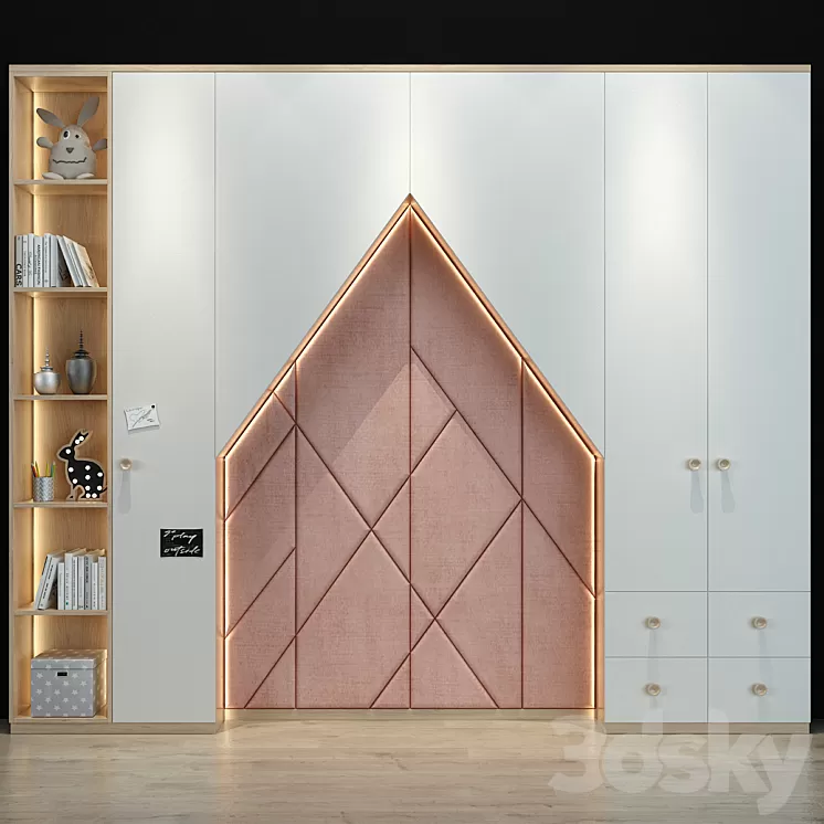 Cabinet with headboard 188 3D Model Cabinet with headboard 188 3D Model