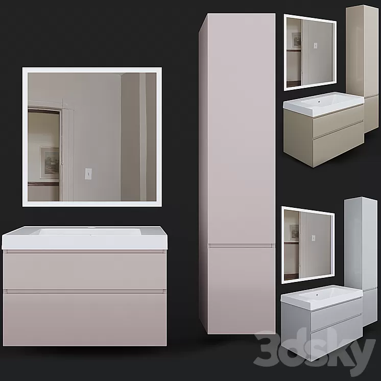 Cabinet with sink CUBO 80 Kerama Marazzi 3D Model Free Download