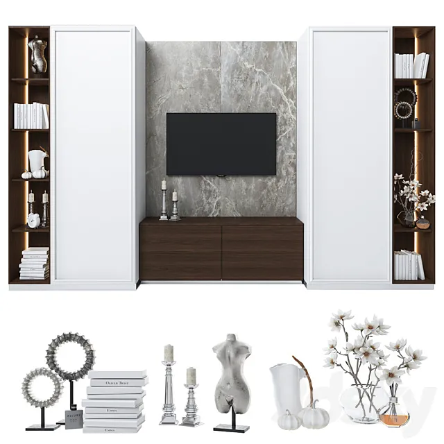 Cabinet with tv area 4 3D Model Cabinet with tv area 4 3D Model