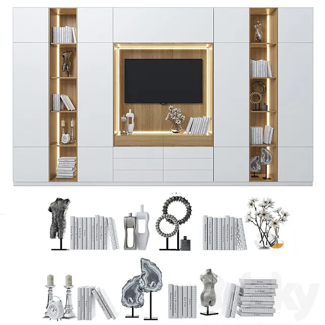 Cabinet with TV area 6 3D Model Cabinet with TV area 6 3D Model