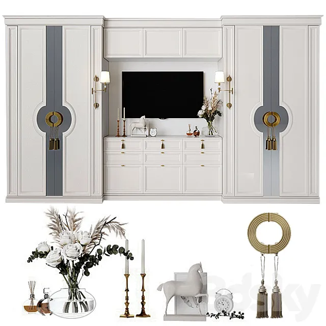 Cabinet with TV_7 zone 3D Model Cabinet with TV_7 zone 3D Model