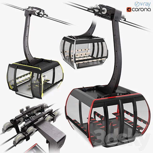 Cableway 3S Cabin CWA ATRIA for cableway 3D Model