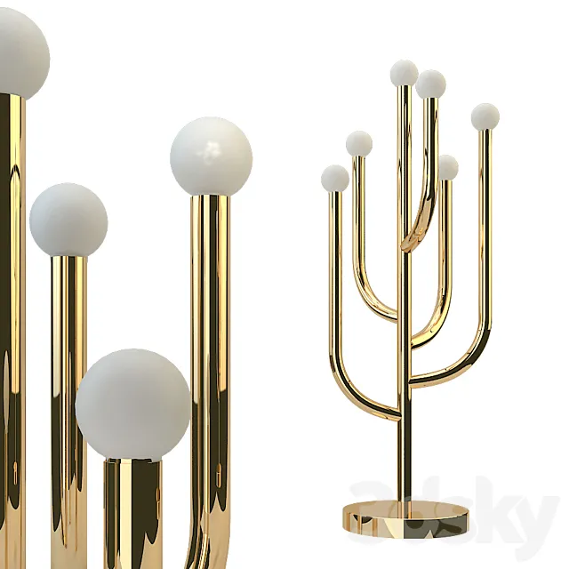 Cacti Glow Brass Table Lamp 3D Model