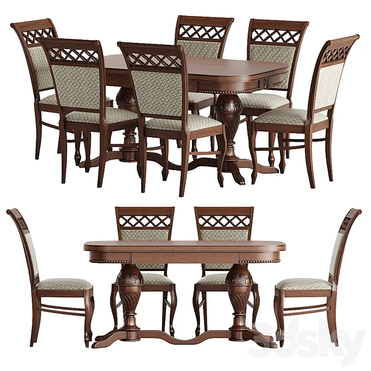 Caesar 3 dining table 3D Model Free Download