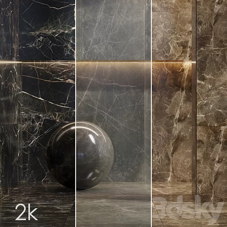 Caesar Set 26 – Marble BUNDLE – 4 types: Emperador Graphite Nero 3D Model Free Download