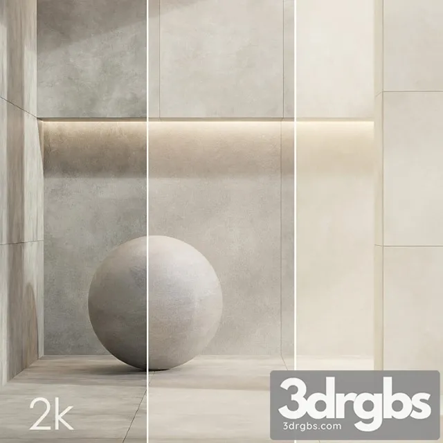 Caesar Set 32 Concrete Porcelain Tiles Bundle 3 Types Grey Light Grey Beige 3D Model Download