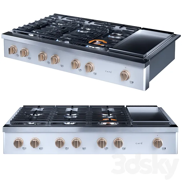 cafe 48 inch Commercial-Style Gas Rangetop with 6 Burners and Integrated Griddle 3D Model cafe 48 inch Commercial-Style Gas Rangetop with 6 Burners and Integrated Griddle 3D Model