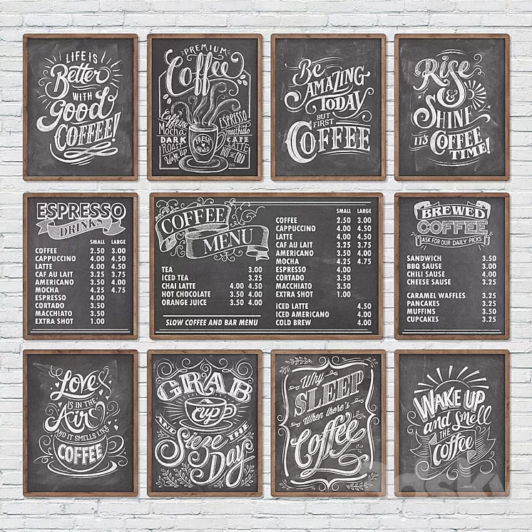 Cafe chalkboards 3D Model