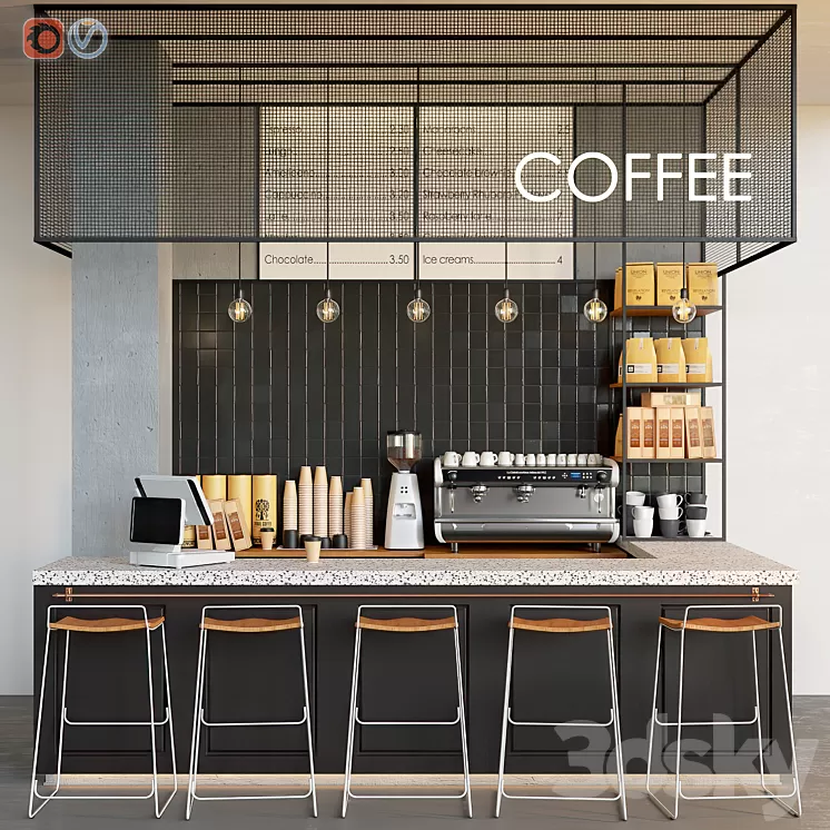 Cafe Coffeeshop Dark 3D Model