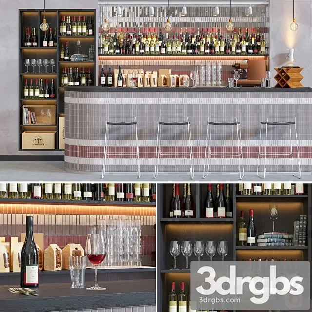 Cafe wine and wine 3D Model Download